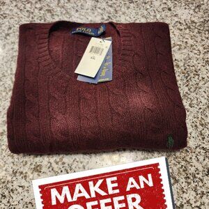 Polo by Ralph Lauren Men's Deep Burgundy Crew Neck Sweater XXL